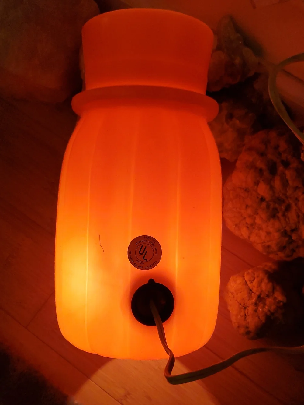 Vintage 60s Halloween Jack-o-Lantern Pumpkin Light Lamp with Top Hat